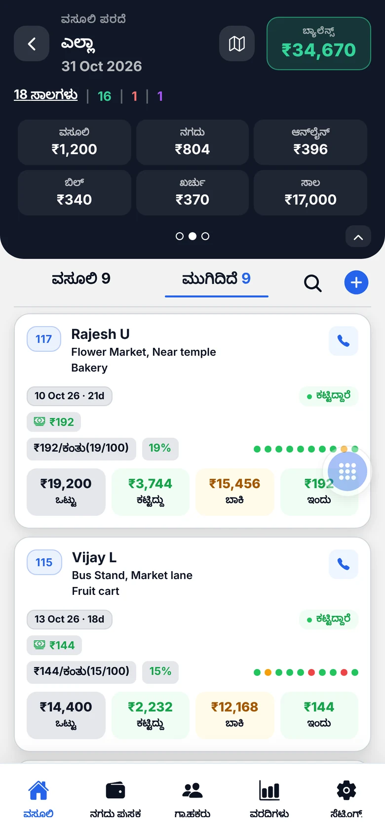 ಪಾವತಿ ಇತಿಹಾಸದ ಚುಕ್ಕೆಗಳೊಂದಿಗೆ ಮುಗಿದ ವಸೂಲಿಗಳು